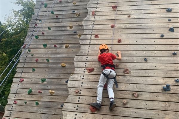Child on climbing wall